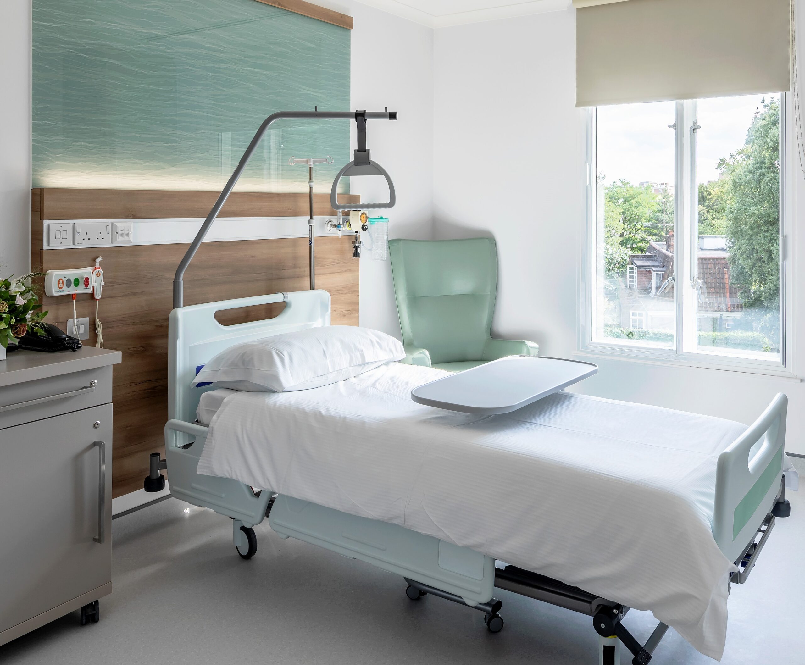 hospital bed in private room St John & St Elizabeth hospital with call bell product